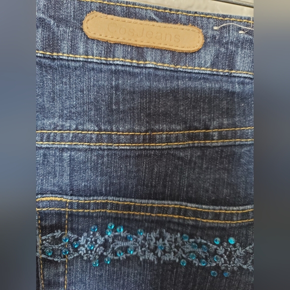 Y2K Cos Jeans Blue Jeans with Beaded Embellishment High Rise Women's Size 14W - Picture 4 of 5